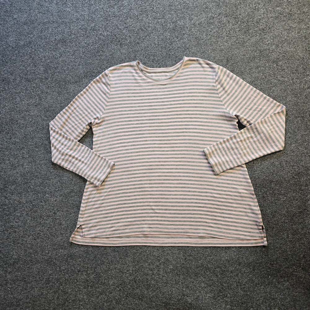 J Jill Top Womens Large Pink Pima Crew Neck High Low Tee Stretchy Casual Basic